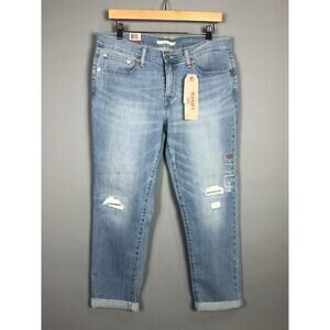 Levi's Tapered Boyfriend Jeans SZ 30 Light Wash Mid Rise Distressed Casual NEW